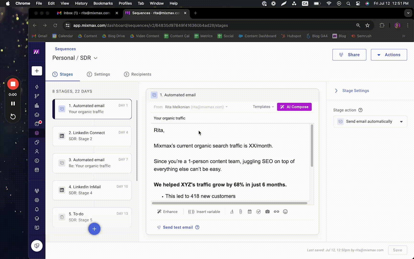 Mixmax AI Smart Send in Sequences